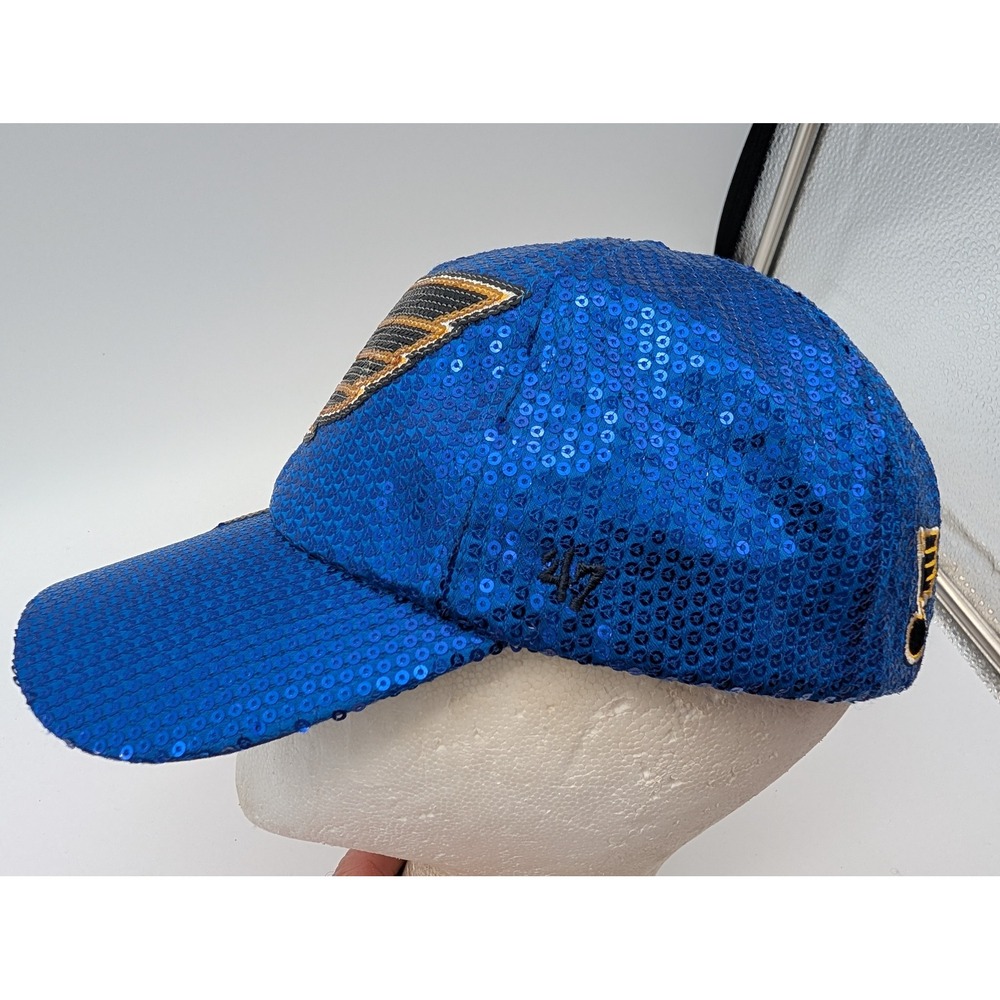 47 Brand St Louis Blues NHL Sequin Hat Blue Adjustable Womens Baseball Cap - Picture 2 of 8